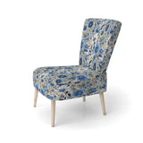 Blue Scandinavian Simplicity Floral Pattern - Upholstered Cottage Accent Chairs