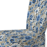 Blue Scandinavian Simplicity Floral Pattern - Upholstered Cottage Accent Chairs