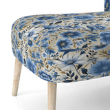 Blue Scandinavian Simplicity Floral Pattern - Upholstered Cottage Accent Chairs
