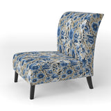 Blue Scandinavian Simplicity Floral Pattern - Upholstered Cottage Accent Chairs