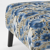 Blue Scandinavian Simplicity Floral Pattern - Upholstered Cottage Accent Chairs