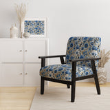 Blue Scandinavian Simplicity Floral Pattern - Upholstered Cottage Accent Chairs