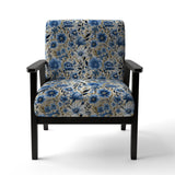 Blue Scandinavian Simplicity Floral Pattern - Upholstered Cottage Accent Chairs