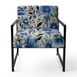 Blue Scandinavian Simplicity Floral Pattern - Upholstered Cottage Accent Chairs