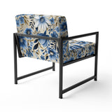 Blue Scandinavian Simplicity Floral Pattern - Upholstered Cottage Accent Chairs