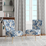 Serene Blue Garden Blooms Floral Pattern - Cottage Arm Chair