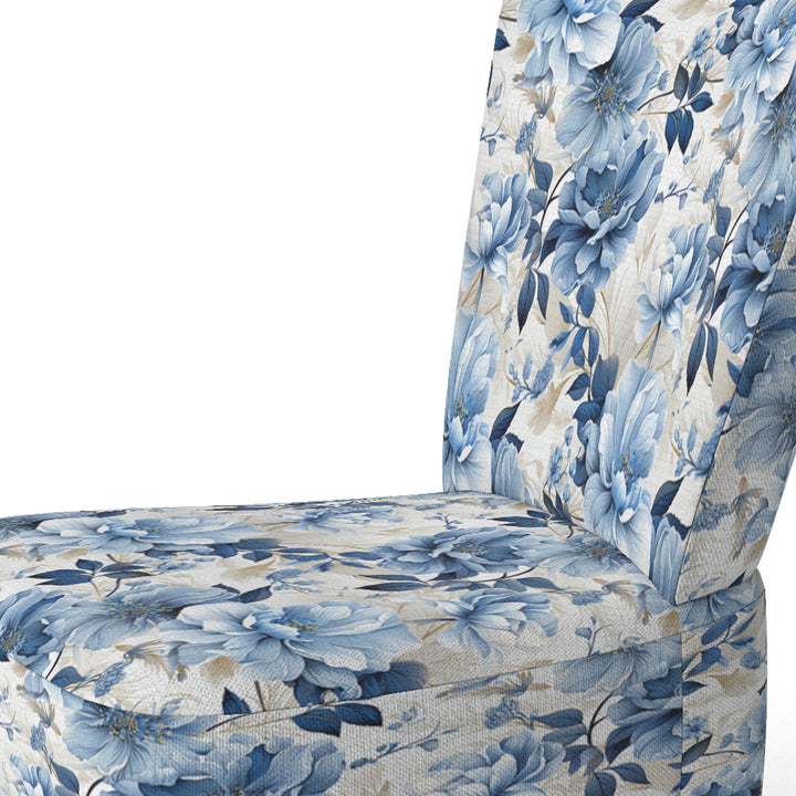 Serene Blue Garden Blooms Floral Pattern - Cottage Arm Chair