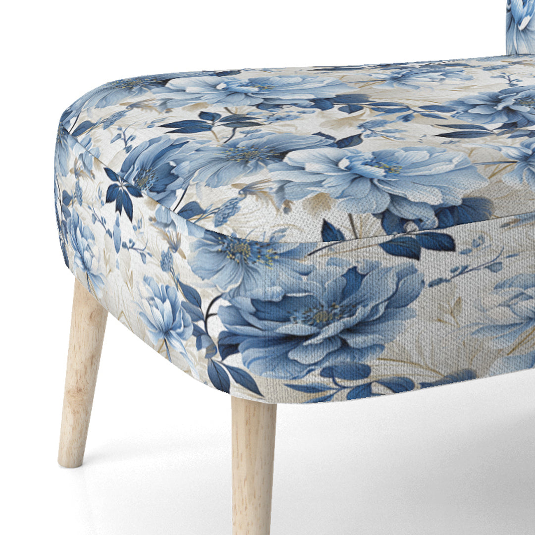 Serene Blue Garden Blooms Floral Pattern - Cottage Arm Chair