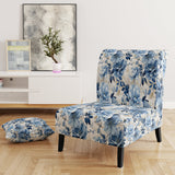 Serene Blue Garden Blooms Floral Pattern - Cottage Arm Chair