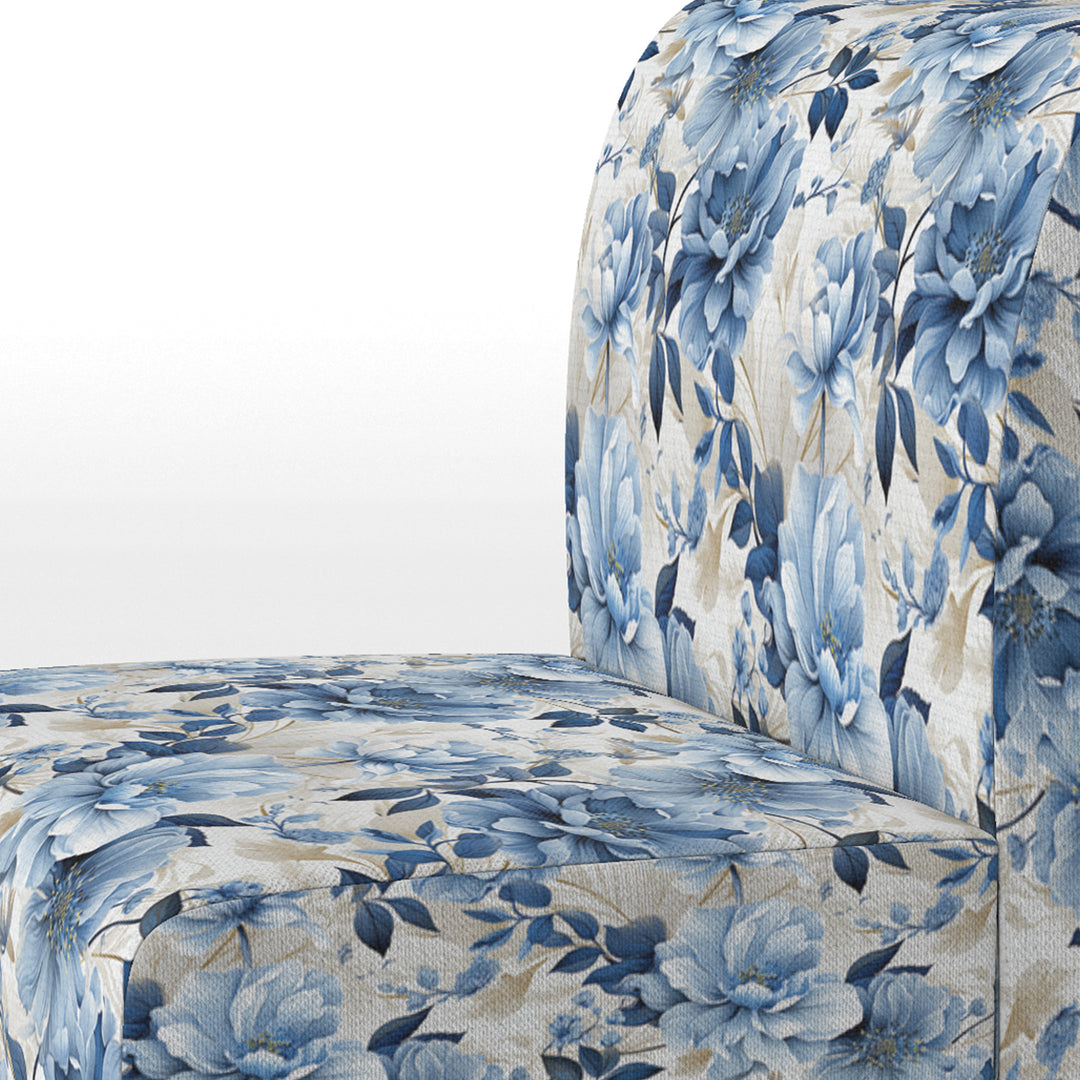 Serene Blue Garden Blooms Floral Pattern - Cottage Arm Chair