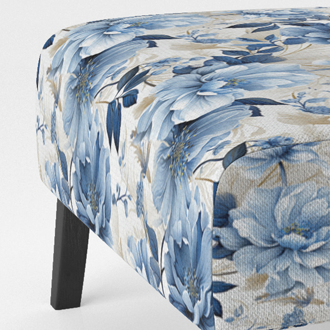 Serene Blue Garden Blooms Floral Pattern - Cottage Arm Chair