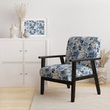 Serene Blue Garden Blooms Floral Pattern - Cottage Arm Chair