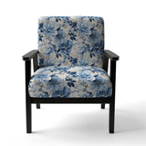 Serene Blue Garden Blooms Floral Pattern - Cottage Arm Chair