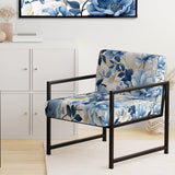 Serene Blue Garden Blooms Floral Pattern - Cottage Arm Chair