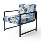 Serene Blue Garden Blooms Floral Pattern - Cottage Arm Chair