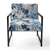 Serene Blue Garden Blooms Floral Pattern - Cottage Arm Chair