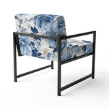Serene Blue Garden Blooms Floral Pattern - Cottage Arm Chair