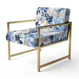 Serene Blue Garden Blooms Floral Pattern - Cottage Arm Chair