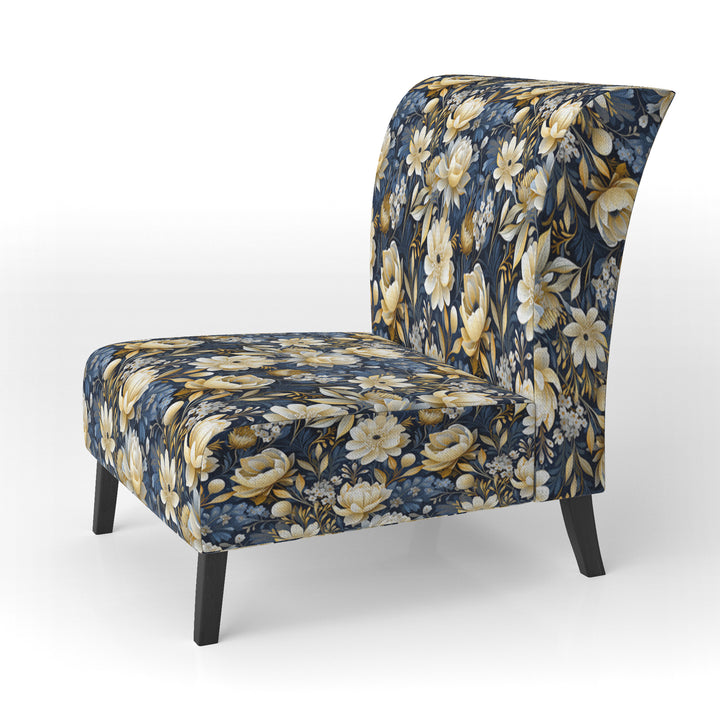 Blue Oasis Floral Blooming Garden - Cottage Arm Chair