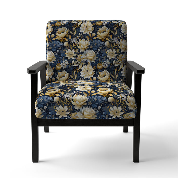 Blue Oasis Floral Blooming Garden - Cottage Arm Chair