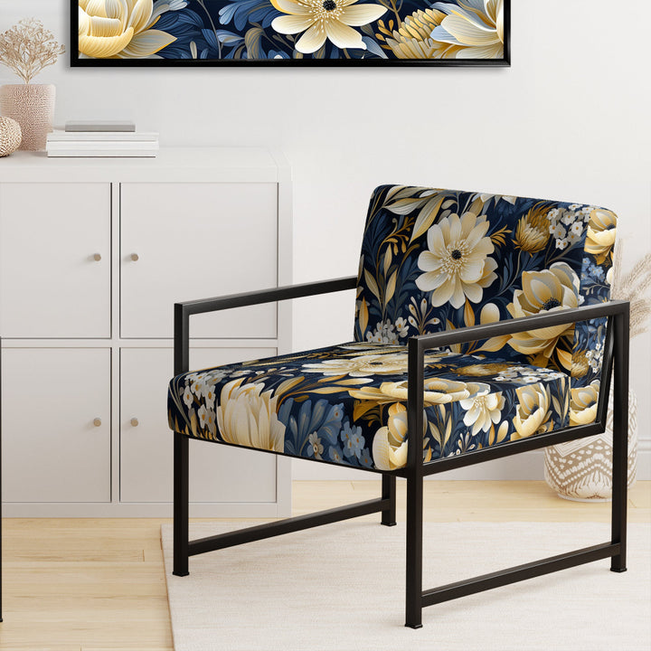 Blue Oasis Floral Blooming Garden - Cottage Arm Chair