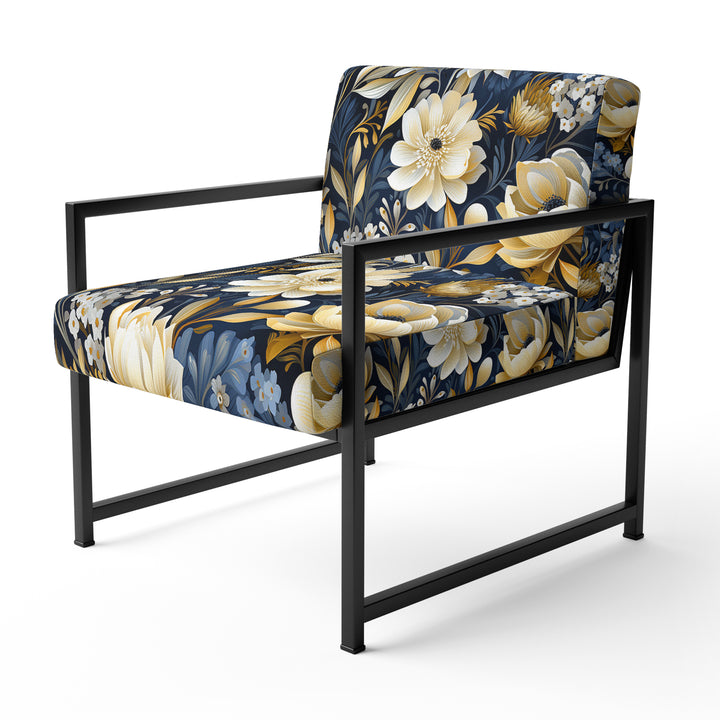 Blue Oasis Floral Blooming Garden - Cottage Arm Chair