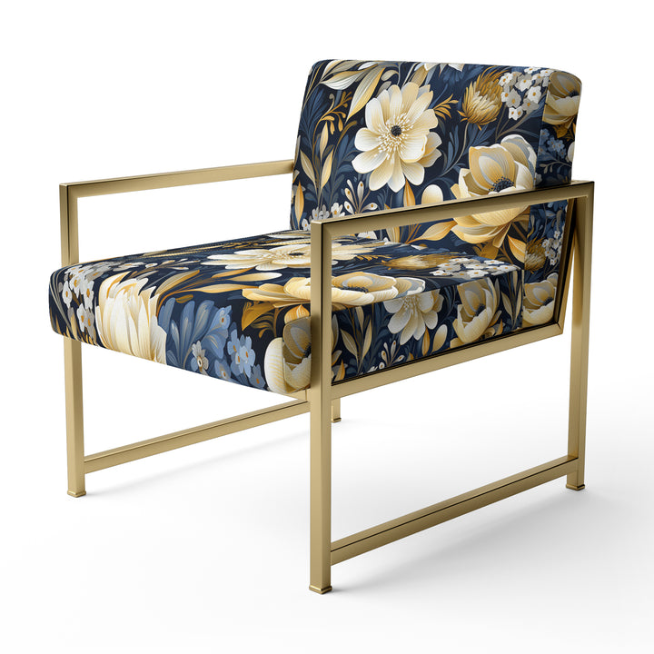 Blue Oasis Floral Blooming Garden - Cottage Arm Chair
