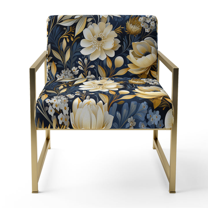 Blue Oasis Floral Blooming Garden - Cottage Arm Chair