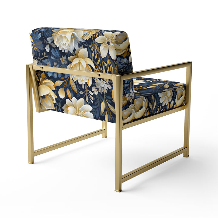 Blue Oasis Floral Blooming Garden - Cottage Arm Chair