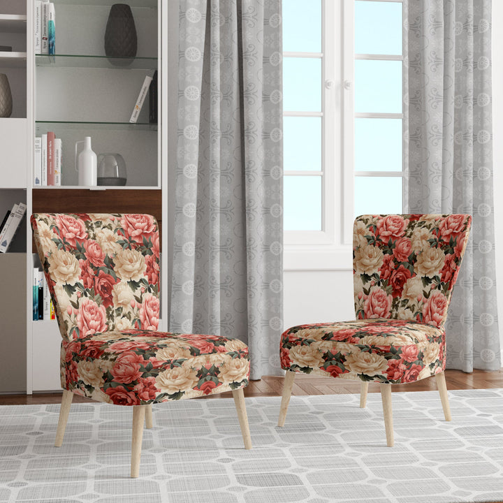 Vintage Rose Floral Pattern - Cottage Arm Chair