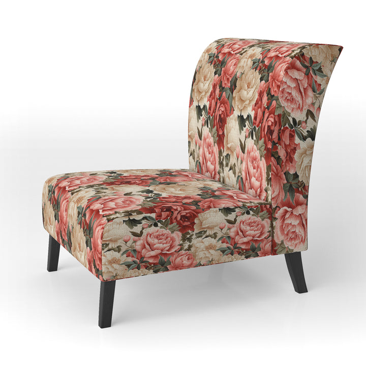 Vintage Rose Floral Pattern - Cottage Arm Chair