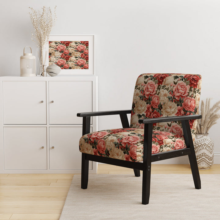 Vintage Rose Floral Pattern - Cottage Arm Chair