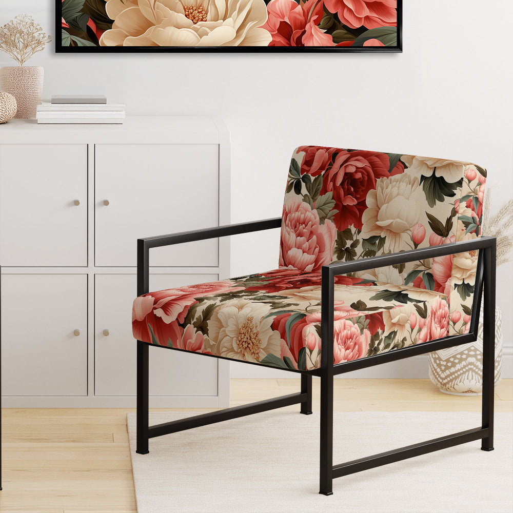 Vintage Rose Floral Pattern - Cottage Arm Chair