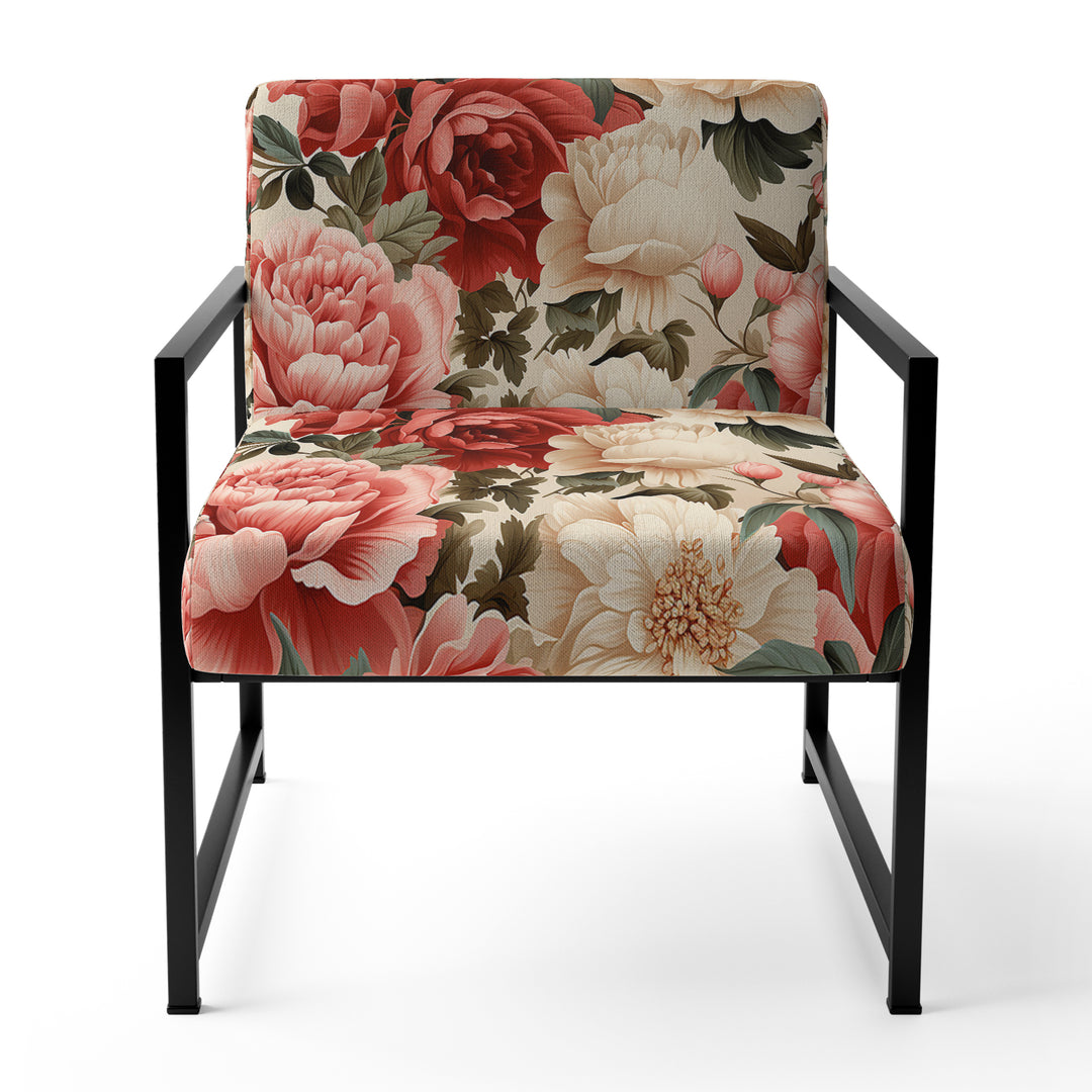 Vintage Rose Floral Pattern - Cottage Arm Chair