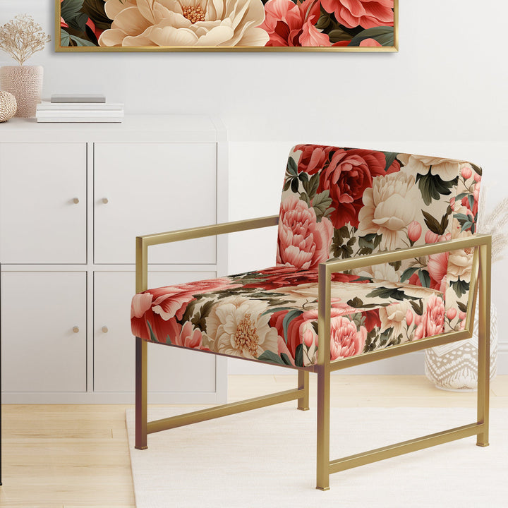 Vintage Rose Floral Pattern - Cottage Arm Chair