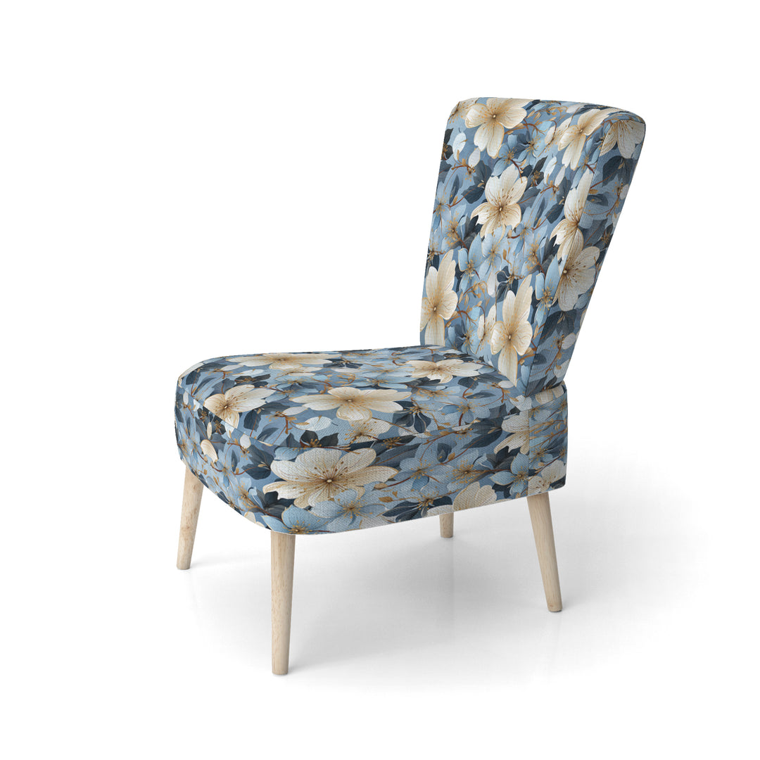 Blue Vintage Romance Floral Pattern - Cottage Arm Chair