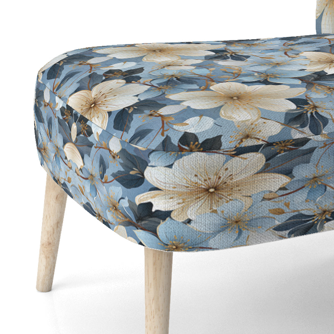 Blue Vintage Romance Floral Pattern - Cottage Arm Chair