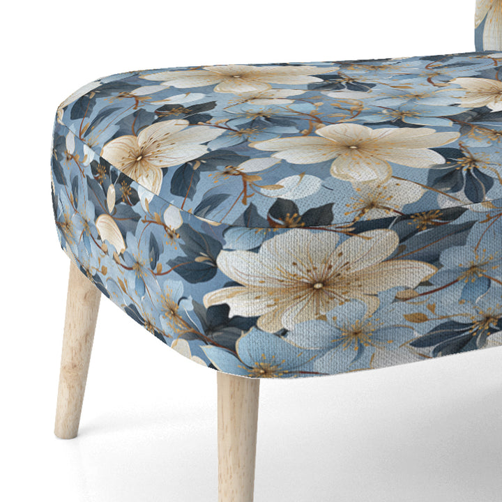 Blue Vintage Romance Floral Pattern - Cottage Arm Chair