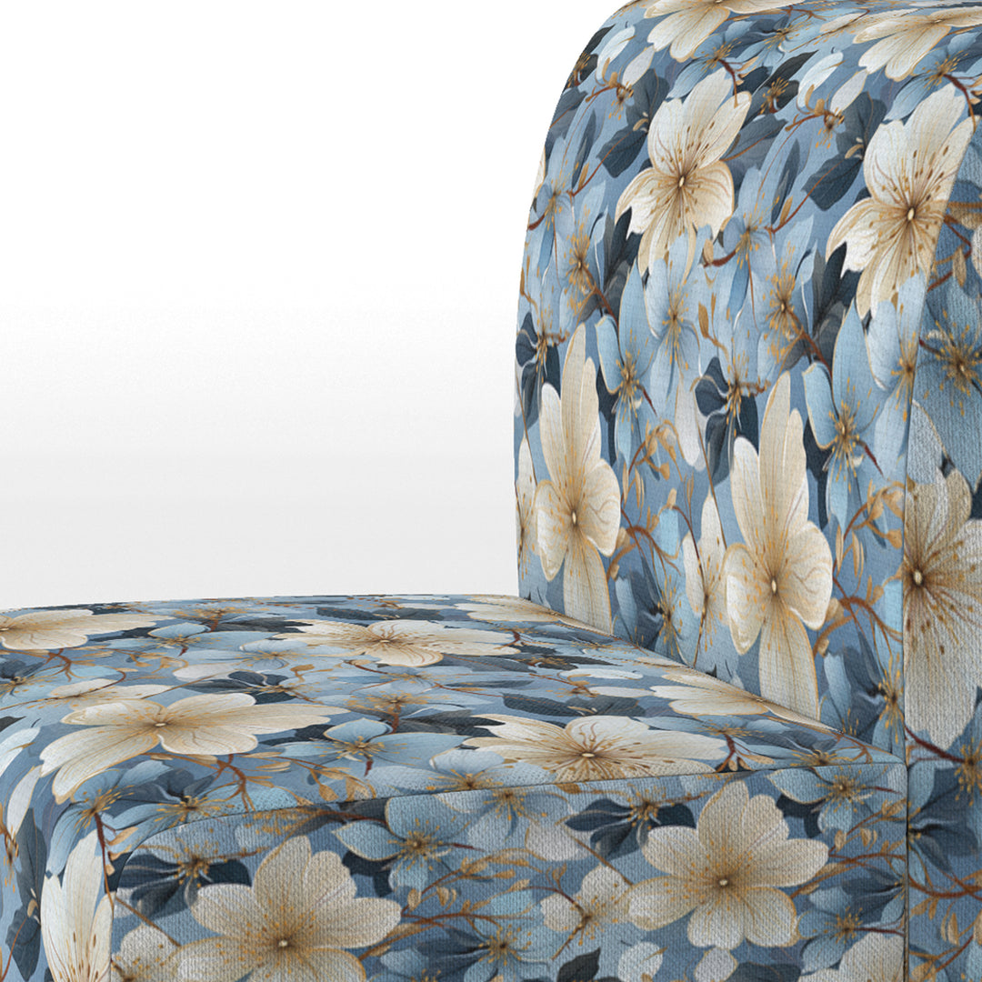 Blue Vintage Romance Floral Pattern - Cottage Arm Chair