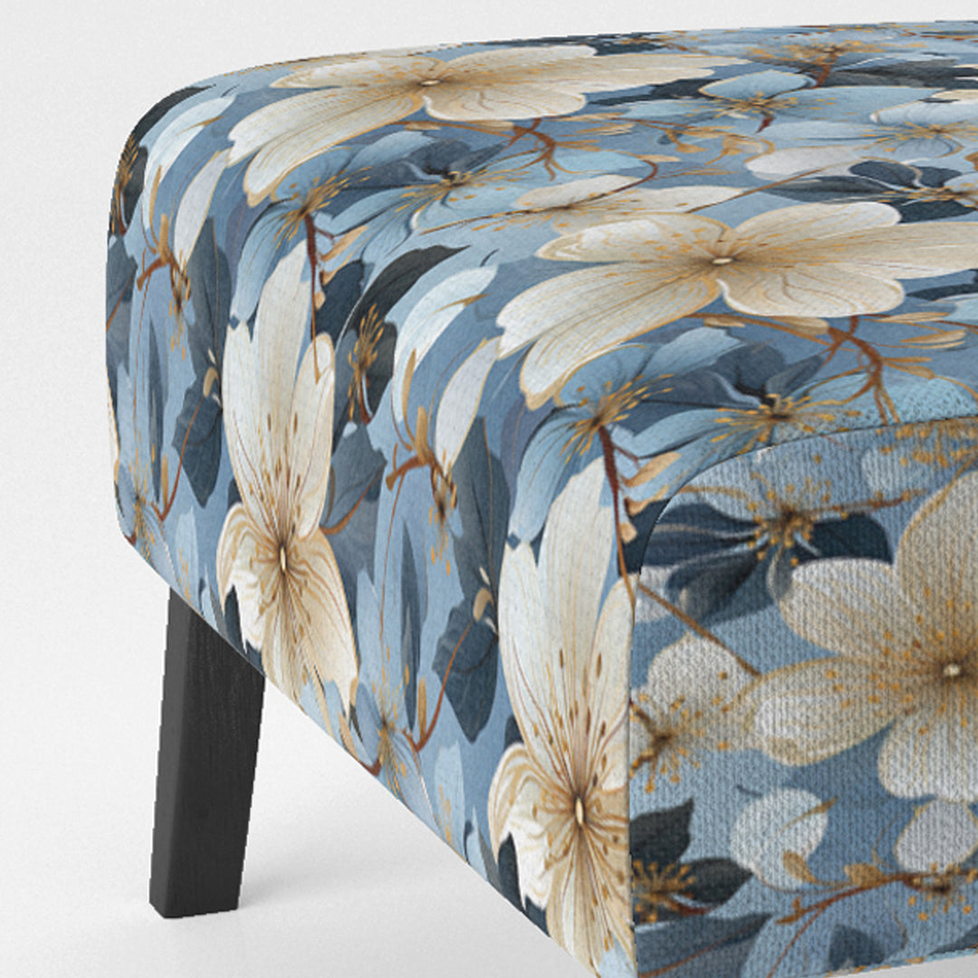 Blue Vintage Romance Floral Pattern - Cottage Arm Chair