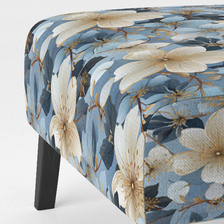 Blue Vintage Romance Floral Pattern - Cottage Arm Chair