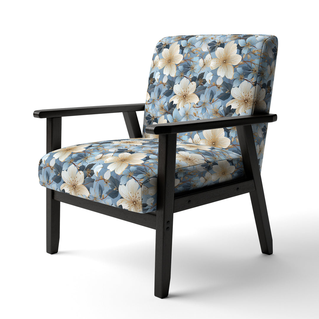 Blue Vintage Romance Floral Pattern - Cottage Arm Chair