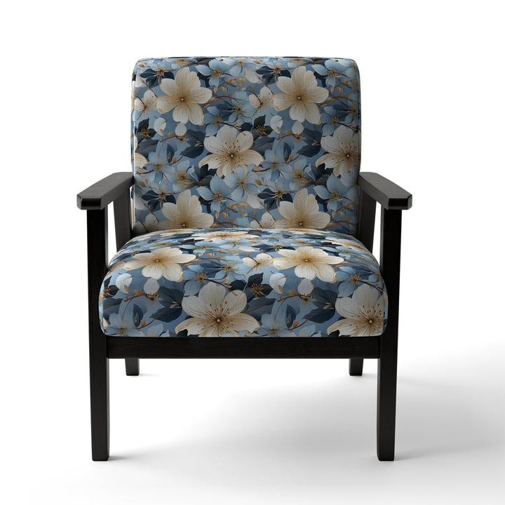 Blue Vintage Romance Floral Pattern - Cottage Arm Chair