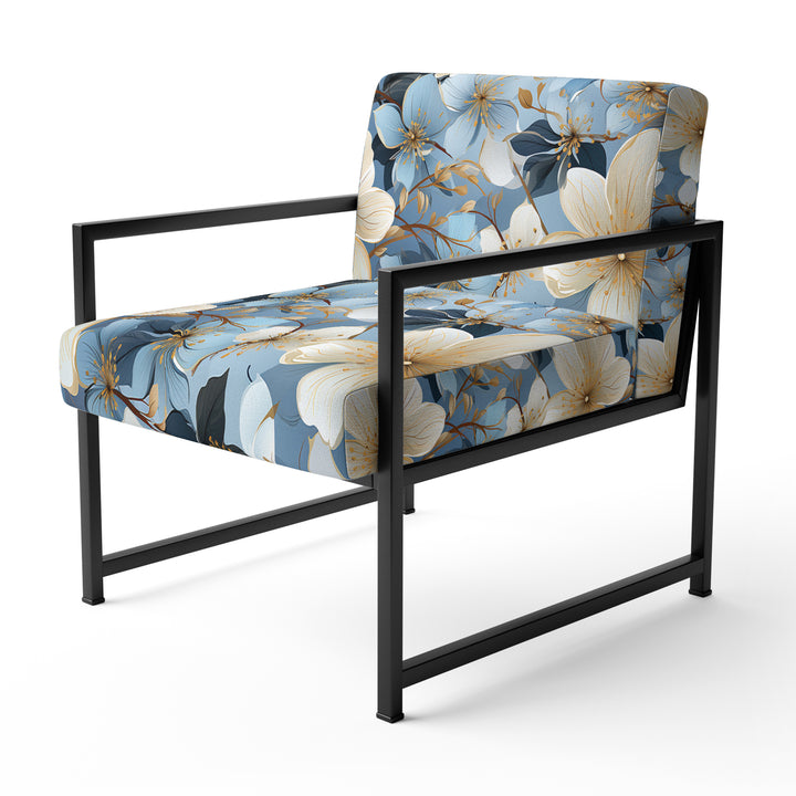 Blue Vintage Romance Floral Pattern - Cottage Arm Chair