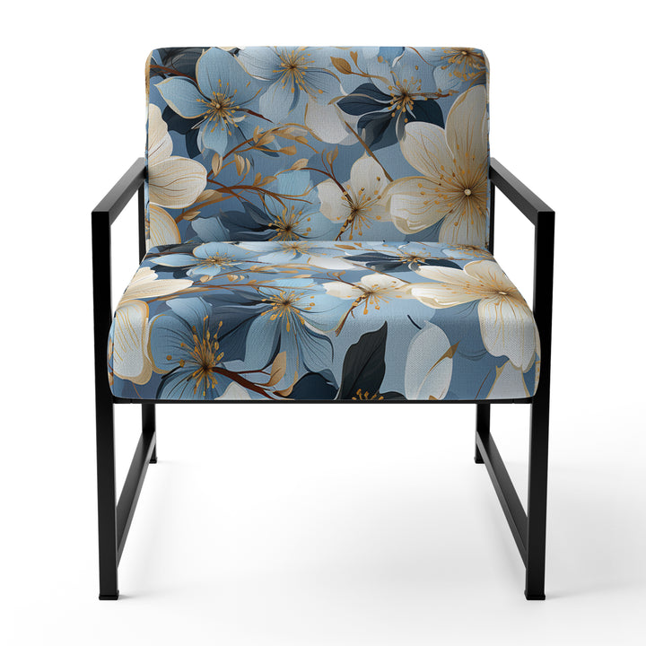 Blue Vintage Romance Floral Pattern - Cottage Arm Chair