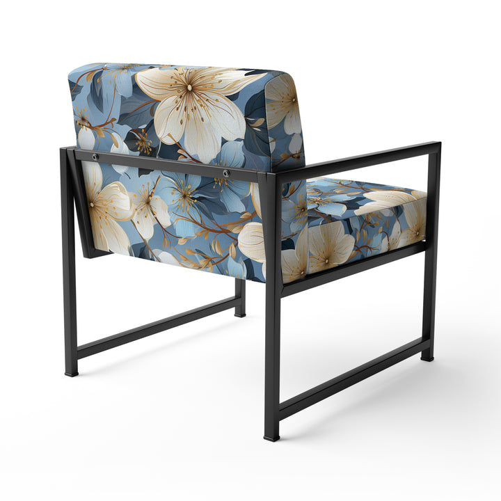 Blue Vintage Romance Floral Pattern - Cottage Arm Chair