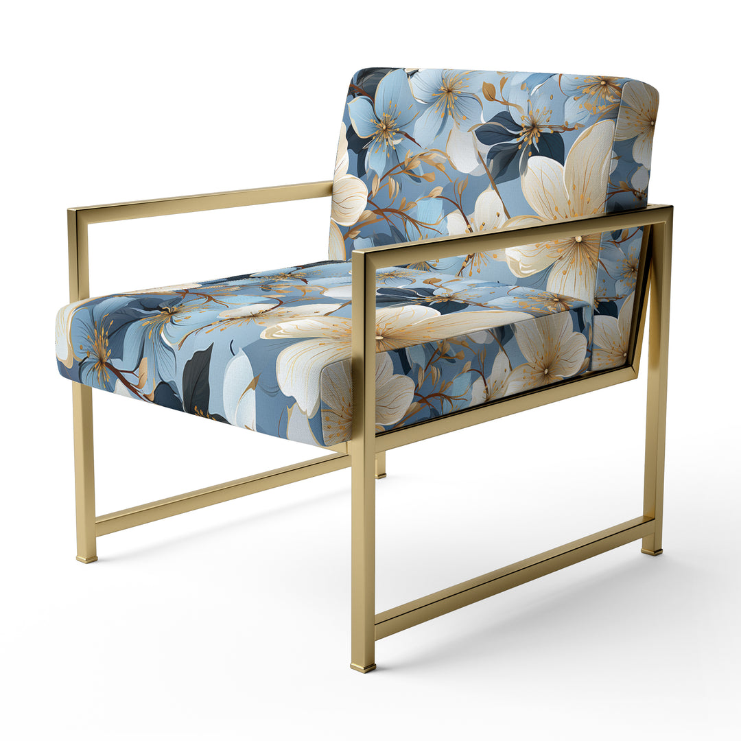 Blue Vintage Romance Floral Pattern - Cottage Arm Chair