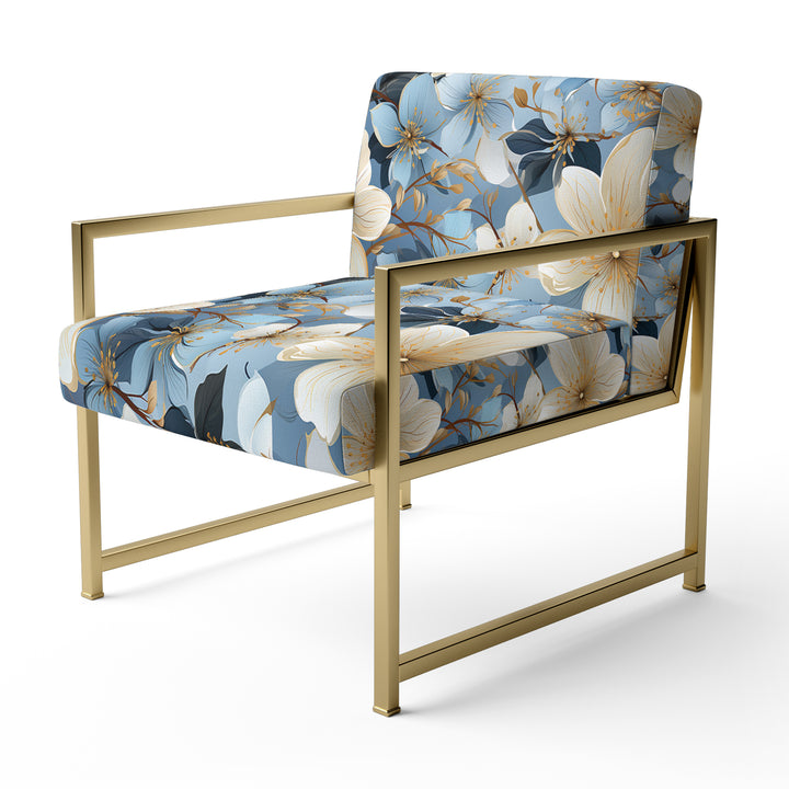 Blue Vintage Romance Floral Pattern - Cottage Arm Chair