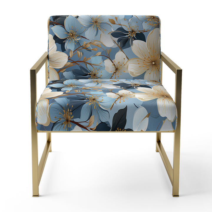 Blue Vintage Romance Floral Pattern - Cottage Arm Chair