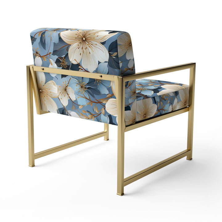 Blue Vintage Romance Floral Pattern - Cottage Arm Chair